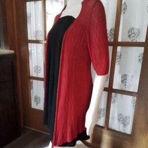 Chico's Travelers Collection, Deep Red Open Cardi, 87% Rayon, M.